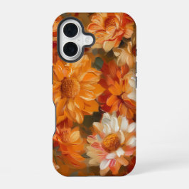 ORANGE YELLOW WHITE FALL ANEMONE POPPY FLOWERS iPhone 16ケース