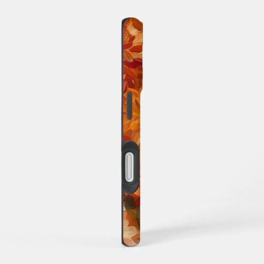 ORANGE YELLOW WHITE FALL ANEMONE POPPY FLOWERS iPhone 16ケース (右側面)