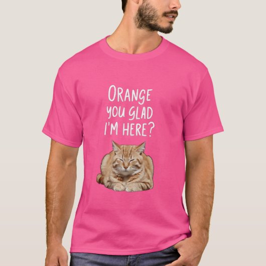 Orange You Glad I Here おもしろい Tabby Cat Lover Gra Tシャツ (正面)