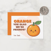 Orange You Glad We’re Friends Kids Valentine ノートカード (正面/裏面インサイチュ)