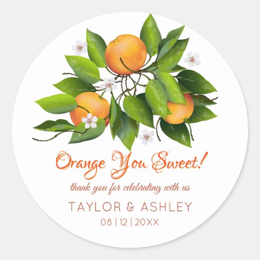 Orange You Sweet Fruit | ウェディング ラウンドシール (正面)