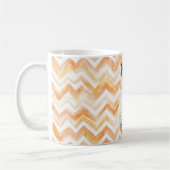 Orange Zigzag Stripes White Cat Meow コーヒーマグカップ (左)