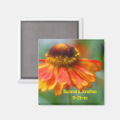 Orange Zinnia Flower Personalized Wedding  マグネット (正面/裏面)