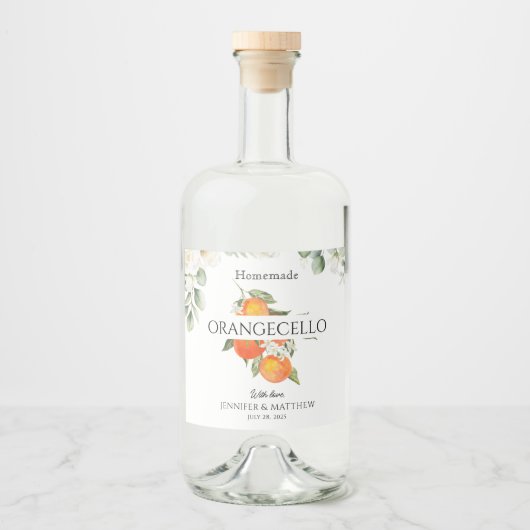Orangecello Label Citrus Orange Wedding Favor リキュールボトルラベル (正面)