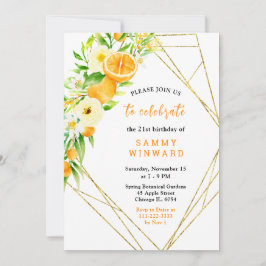 Oranges and Flowers Birthday 招待状