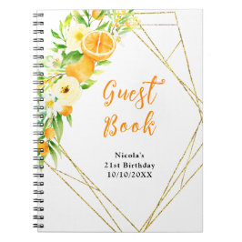 Oranges and Flowers Birthday Guest Book ノートブック