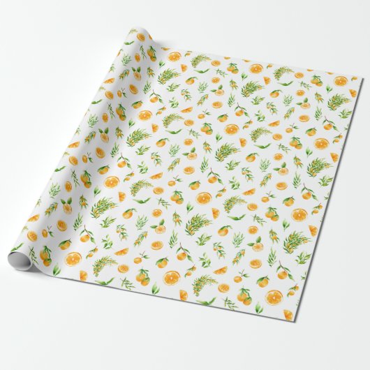 Oranges and Foliage Pattern ラッピングペーパー (アンロールド)