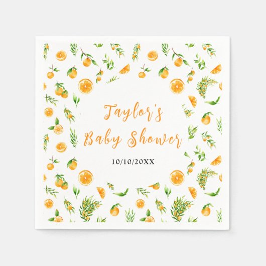 Oranges Citrus Baby Shower スタンダードカクテルナプキン (正面)