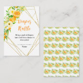 Oranges Citrus Baby Shower Diaper Raffle エンクロージャーカード (正面/裏面)