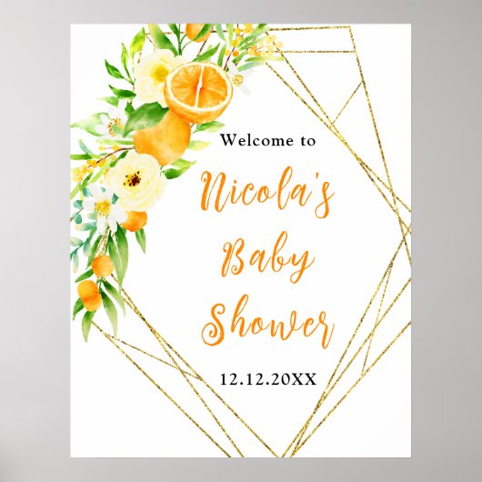 Oranges Citrus Baby Shower Welcome ポスター (正面)