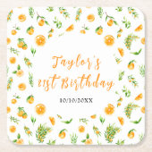 Oranges Citrus Birthday Party スクエアペーパーコースター (正面)