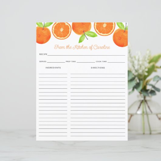 Oranges Citrus Fruit Recipe Card Binder Insert (スタンド正面)