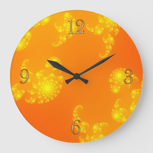 Oranges Julia Fractal Abstract Art Wall Clock ラージ壁時計 (正面)