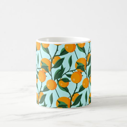 oranges on leaf branches seamless pattern, citrus コーヒーマグカップ (中央)