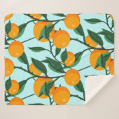 oranges on leaf branches seamless pattern, citrus シェルパブランケット (正面(横))