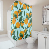 oranges on leaf branches seamless pattern, citrus シャワーカーテン (インサイチュ)