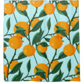 oranges on leaf branches seamless pattern, citrus シャワーカーテン (正面)