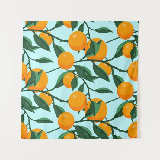 oranges on leaf branches seamless pattern, citrus  タペストリー (正面(横))