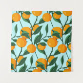 oranges on leaf branches seamless pattern, citrus  タペストリー (正面)