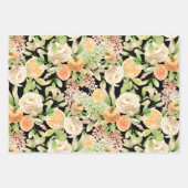 Oranges, Roses and Hydrangea Watercolor ラッピングペーパーシート (正面3)