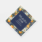 Oranges White Flowers Navy Blue Birthday Welcome スタンダードランチョンナプキン (角)