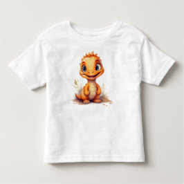 Oranje baby-dinosaurus トドラーTシャツ
