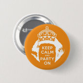 Oranje button 30 april - Keep calm and party on 缶バッジ (正面&裏面)