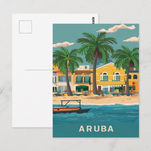 Oranjestad, Aruba Water color 絵画's ポストカード (正面/裏面)
