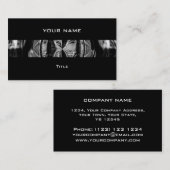 Orbクロムブラックストライプビジネスカードブラックバック 名刺 (正面/裏面)