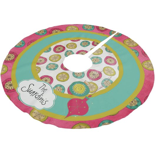 Orb雪カスタマイズ片とオーナメントツリースカート ブラッシュドポリエステルツリースカート (アングル)