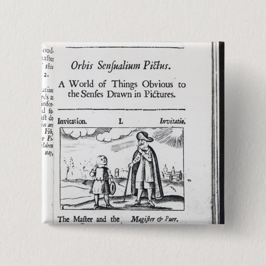 「Orbis Sensualium Pictusへの紹介 缶バッジ (正面)