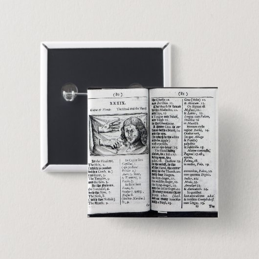 「Orbis Sensualium Pictus 缶バッジ (正面&裏面)