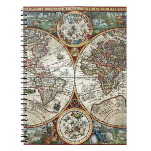 Orbis Terrarum 1594年-有名な世界地図 ノートブック (正面)