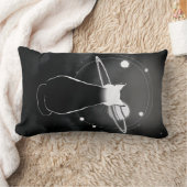 Orbiting Cosmic Cat  Pillow — Minimalist Design ランバークッション (ブランケット)