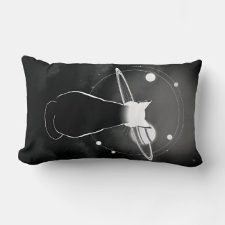 Orbiting Cosmic Cat  Pillow — Minimalist Design ランバークッション