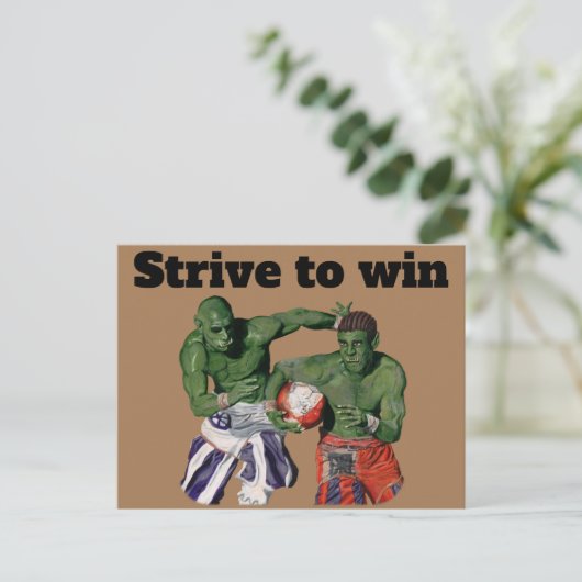 Orcグラディエーターサッカースポーツファンタジーアートポストカード ポストカード (スタンド正面)