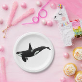 Orcaクジライラストレーション – 背景色を選択 ペーパープレート (パーティー)