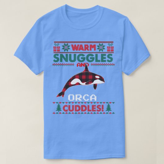 Orcaホエールクリスマスパジャマシャツ醜いクリスマスS Tシャツ (デザイン正面)