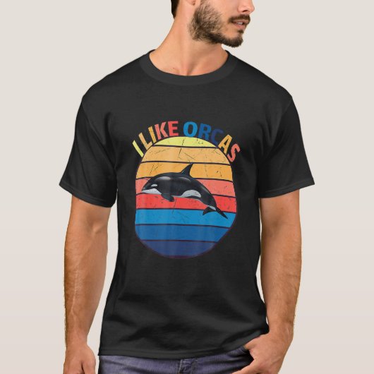 ORCAレトロスタイルキラークジラ Tシャツ (正面)