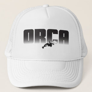 ORCA黒カッコいいと白のタイポグラフィデザイン キャップ