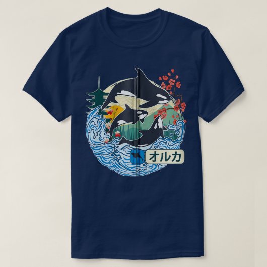 Orca 日本の Whale Wave素晴らし Kanagawa Japan Vint Tシャツ (デザイン正面)