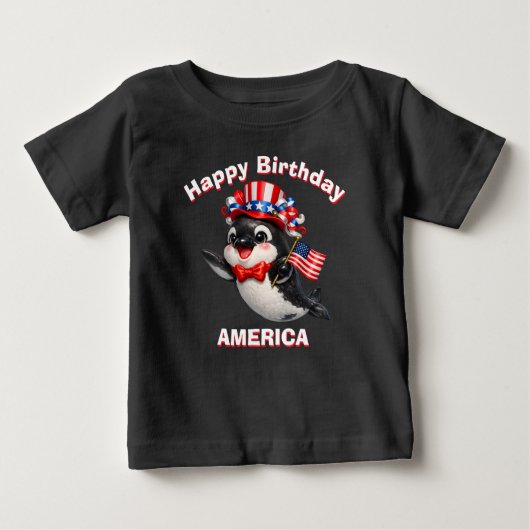 Orca (7d) Patriotic Kid T-Shirt ベビーTシャツ (正面)
