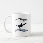 Orca, ballena jorobada y ballena gris コーヒーマグカップ (左)