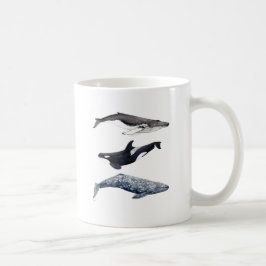 Orca, ballena jorobada y ballena gris コーヒーマグカップ