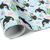 Orca Birthday Gift Wrapping Paper in Blue ラッピングペーパー (ロールコーナー)