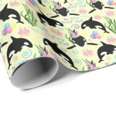 Orca Birthday Gift Wrapping Paper in Yellow ラッピングペーパー (ロールコーナー)
