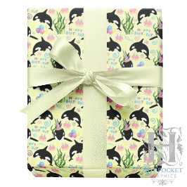 Orca Birthday Gift Wrapping Paper in Yellow ラッピングペーパー