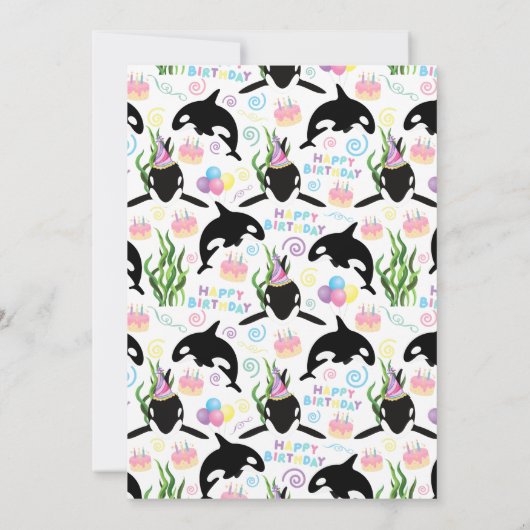 Orca Birthday Party Invitation in White 招待状 (裏面)
