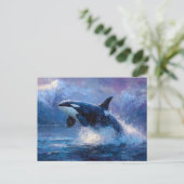Orca Breaching Near Snowy Mountains ポストカード (スタンド正面)