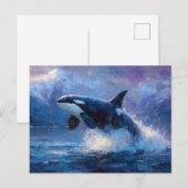 Orca Breaching Near Snowy Mountains ポストカード (正面/裏面)